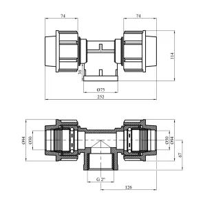 Тройник ПЭ Rozma 50х2"х50 РО №2