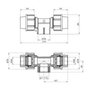 Тройник ПЭ Rozma 40х1 1/2"х40 РО №2