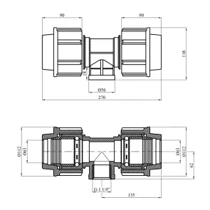 Тройник ПЭ Rozma 63х1 1/4"х63 РО №2