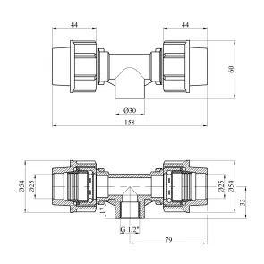 Тройник ПЭ Rozma 25х1/2"х25 РО №2