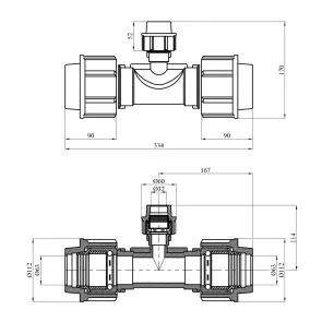 Редукционный тройник ПЭ Rozma 63х32х63 мм №2