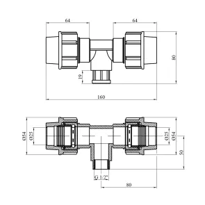 Трійник ПЕ SantehPlast 25х1/2"х25 РВ №2