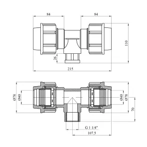 Тройник ПЭ SantehPlast 40х1 1/4"х40 РО №2