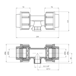 Тройник ПЭ SantehPlast 50х1 1/4"х50 РО №2