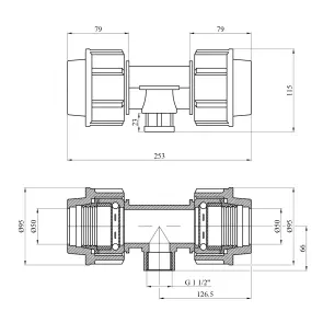 Тройник ПЭ SantehPlast 50х1 1/2"х50 РО №2