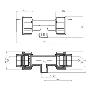 Тройник ПЭ SantehPlast 63х1 1/2"х63 РО №2
