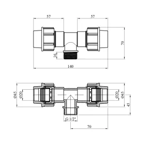 Трійник ПЕ SantehPlast 20х1/2"х20 РЗ №2