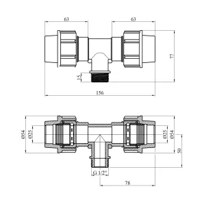 Тройник ПЭ SantehPlast 25х1/2"х25 РЗ №2