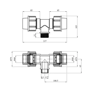 Трійник ПЕ SantehPlast 40х1 1/2"х40 РЗ №2