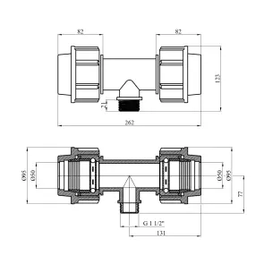 Тройник ПЭ SantehPlast 50х1 1/2"х50 РЗ №2