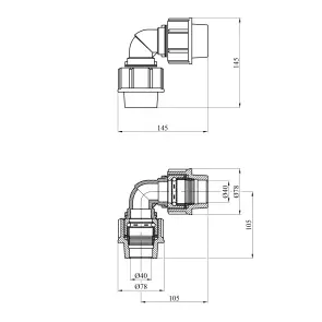 Коліно ПЕ Rozma 40х40 мм №2