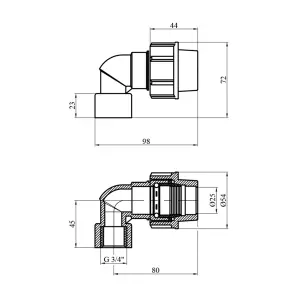 Коліно ПЕ Rozma 25х3/4" РВ №2