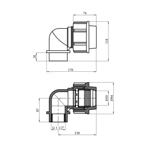 Колено ПЭ Rozma 50х1 1/2" РО №2