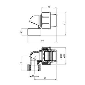 Коліно ПЕ Rozma 32х1" РВ №2