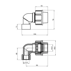 Колено ПЭ Rozma 32х3/4" РО №2