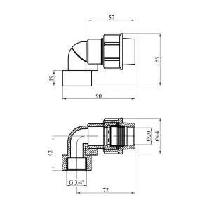Колено ПЭ SantehPlast 20х3/4" РО №2