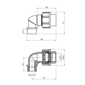 Коліно ПЕ SantehPlast 25х1/2" РВ №2