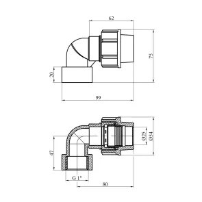 Колено ПЭ SantehPlast 25х1" РО №2