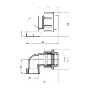 Колено ПЭ SantehPlast 40х1 1/2" РО №2
