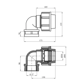 Колено ПЭ SantehPlast 50х2" РО №2