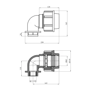 Коліно ПЕ SantehPlast 63х1 1/2" РВ №2