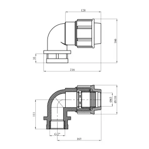 Коліно ПЕ SantehPlast 63х2" РВ №2
