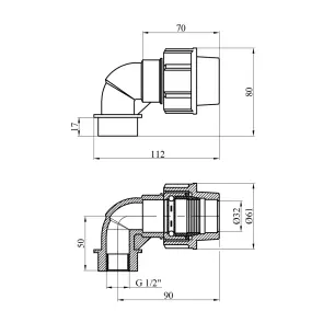 Колено ПЭ SantehPlast 32х1/2" РО №2