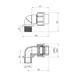 Колено ПЭ SantehPlast 20х3/4" РЗ №2