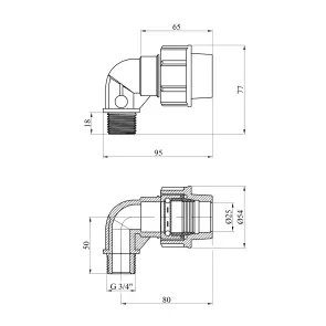 Колено ПЭ SantehPlast 25х3/4" РЗ №2
