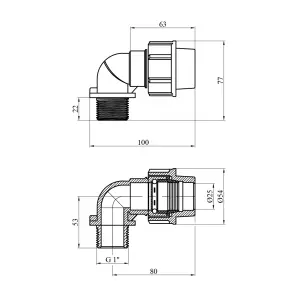 Коліно ПЕ SantehPlast 25х1" РЗ №2