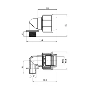 Колено ПЭ SantehPlast 40х1" РЗ №2