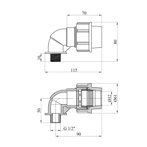 Колено ПЭ SantehPlast 32х1/2" РЗ №2