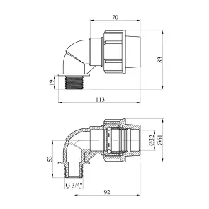 Колено ПЭ SantehPlast 32х3/4" РЗ №2