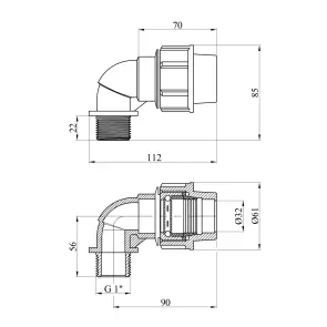 Коліно ПЕ SantehPlast 32х1" РЗ №2