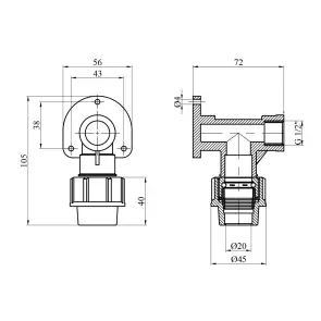 Колено настенное ПЭ SantehPlast 20х1/2" РО №2
