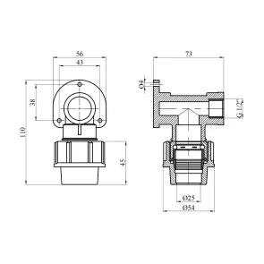 Коліно настінне ПЕ SantehPlast 25х1/2" РВ №2