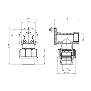 Коліно настінне ПЕ SantehPlast 25х3/4" РВ №2