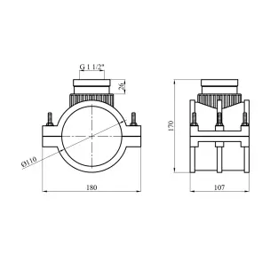 Седловая врезка ПЭ SantehPlast 110х1 1/2" №2