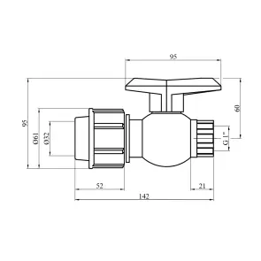 Кран ПЭ SantehPlast 32х1" РО №2