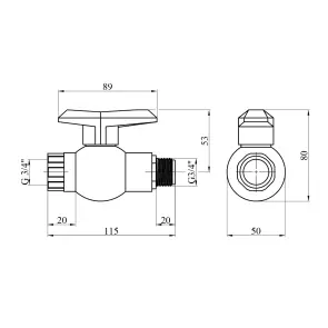 Кран ПЕ SantehPlast 3/4" ВЗ №2
