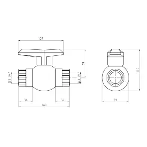 Кран ПЭ SantehPlast 1 1/4" ВВ №2