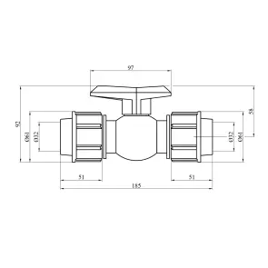 Кран ПЕ SantehPlast 32 мм №2