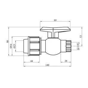 Кран ПЭ SantehPlast 25х3/4" РВ №2