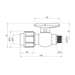 Кран ПЕ SantehPlast 25х3/4" РЗ №2