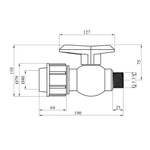 Кран ПЕ SantehPlast 40х1 1/4" РЗ №2