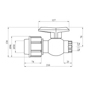 Кран ПЭ SantehPlast 50х1 1/2" РО №2