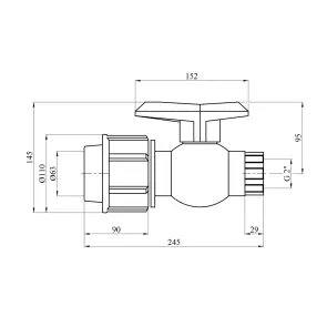 Кран ПЭ SantehPlast 63х2" РО №2