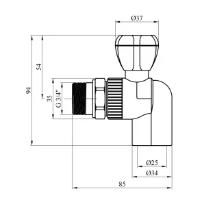 Кран радиаторный угловой PPR Rozma 25х3/4" №2