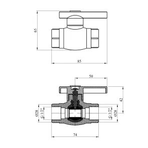 Кран кульовий з пластиковою кулькою PPR Rozma 20х1/2" РВ №2