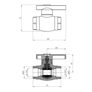 Кран шаровый с пластиковым шариком PPR Rozma 25х3/4" РО №2